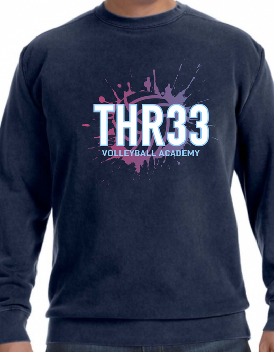 THR33 Navy Explosion Crewneck